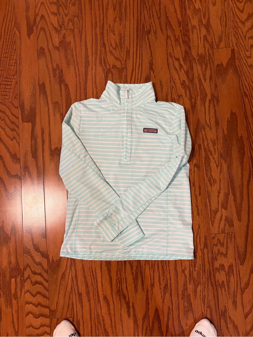 Vineyard Vines Mint and White Striped Pullover